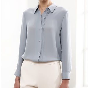 Vintage 100% Silk Blue Button-up Blouse